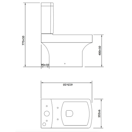 VOLA001 Ajax Vola Open Back Close Coupled Toilet with Cistern