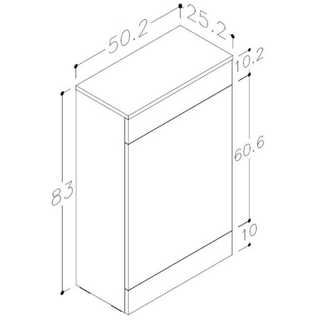 AJAX103310 Ajax Walesby 500mm Gloss Anthracite WC Unit Line Drawing