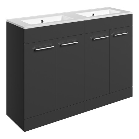 Ajax Walesby Floor Standing 1210mm Gloss Anthracite Double Vanity Unit and 0TH Basin