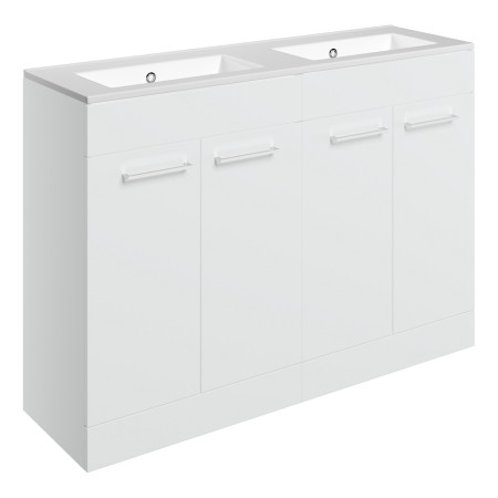 Ajax Walesby Floor Standing 1210mm Gloss White Double Vanity Unit and 0TH Basin