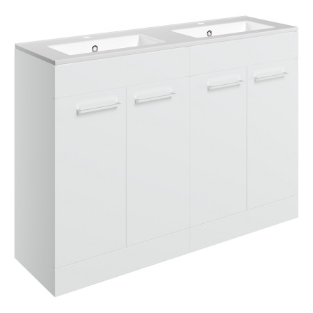 Ajax Walesby Floor Standing 1210mm Gloss White Double Vanity Unit and 2TH Basin