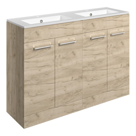 Ajax Walesby Floor Standing 1210mm Oak Double Vanity Unit and 2TH Basin
