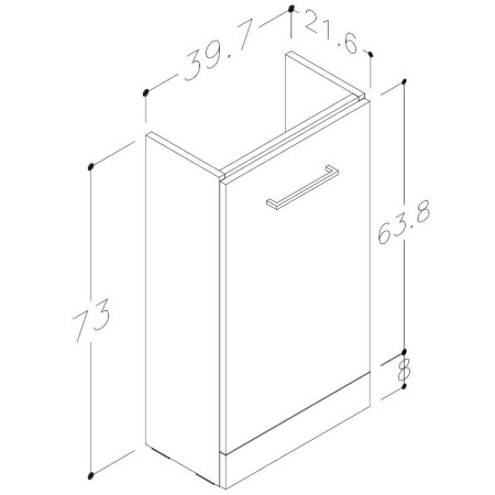 AJAX103314 Ajax Walesby Floor Standing 410mm Gloss White Vanity Unit and Basin Dimensions