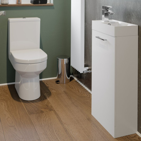 AJAX103314 Ajax Walesby Floor Standing 410mm Gloss White Vanity Unit and Basin Lifestyle
