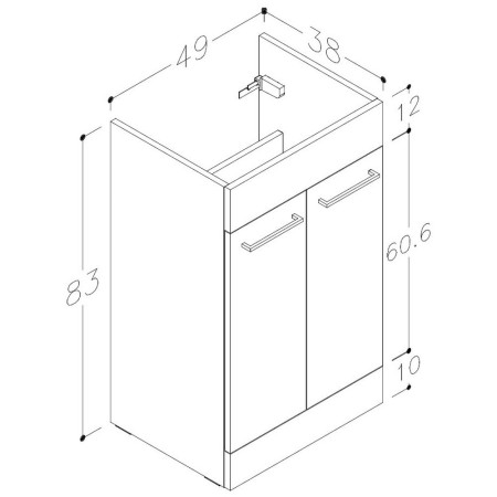 AJAX103320 Ajax Walesby Floor Standing 510mm Gloss White Vanity Unit and Basin Dimensions