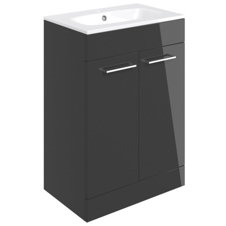 Ajax Walesby Floor Standing 610mm Gloss Anthracite Vanity Unit and 1TH Basin