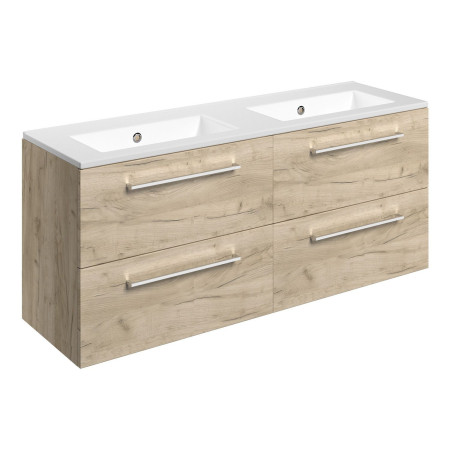 Ajax Walesby Wall Hung 1210mm Oak Double Vanity Unit and 0TH Basin