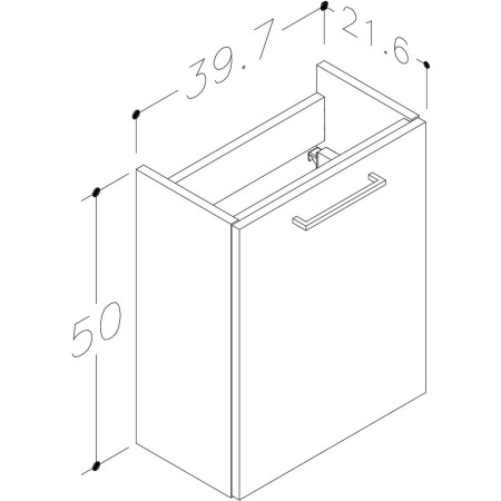 AJAX103318 Ajax Walesby Wall Hung 410mm Gloss Grey Vanity Unit and Basin Line Drawing