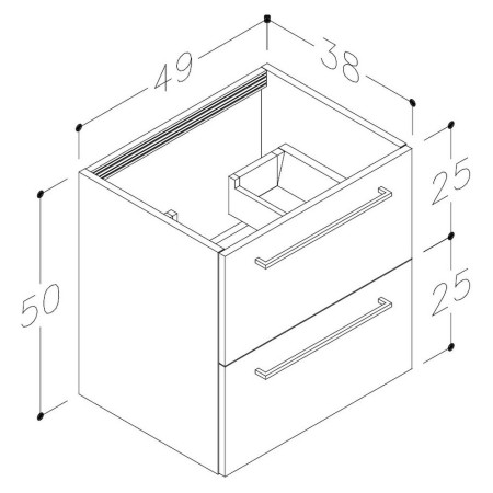 AJAX103325 Ajax Walesby Wall Hung 510mm Gloss Anthracite Vanity Unit and Basin Line Drawing