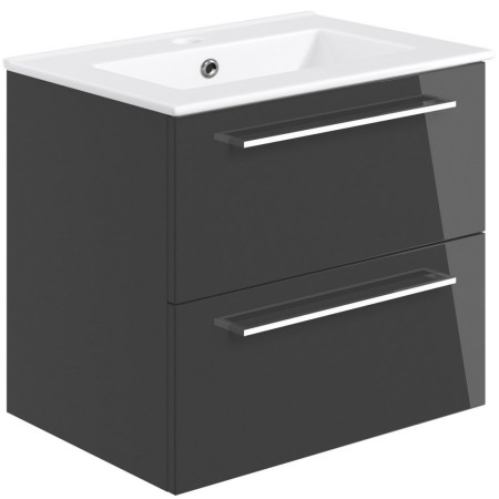 Ajax Walesby Wall Hung 610mm Gloss Anthracite Vanity Unit and 1TH Basin