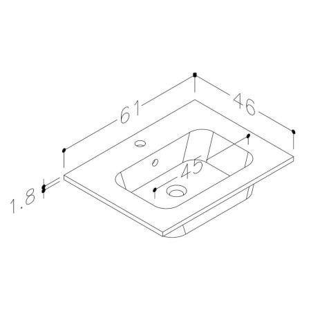 AJAX103329 Ajax Walesby Wall Hung 610mm Gloss Grey Vanity Unit and 1TH Basin Dimensions