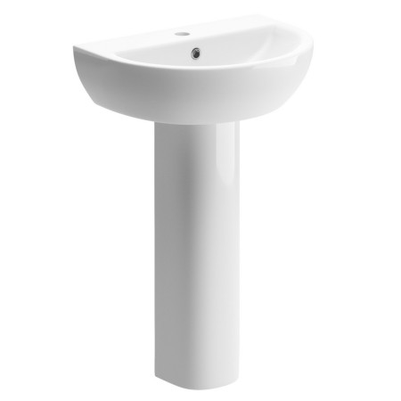 Ajax Waltham 1TH 550mm Basin and Full Pedestal