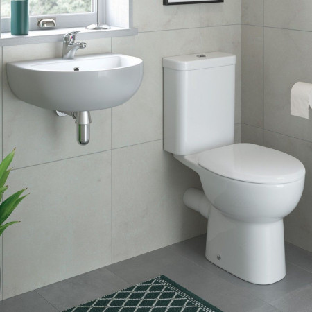 AJAX1828 Ajax Waltham 1TH Cloakroom Basin with Chrome Trap Lifestyle