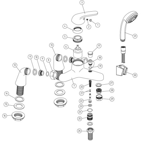 AJAX105704 Ajax Waring Chrome Bath Shower Mixer (2)
