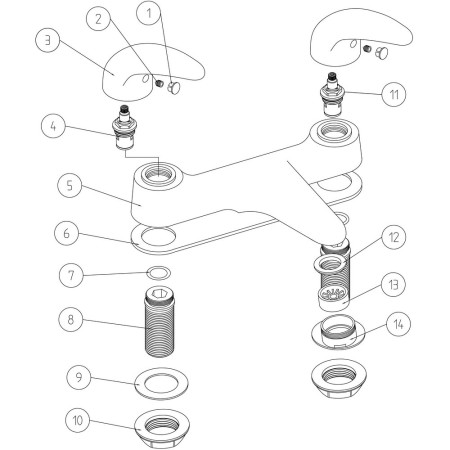 AJAX105703 Ajax Waring Chrome Low Pressure Bath Filler Parts Diagram