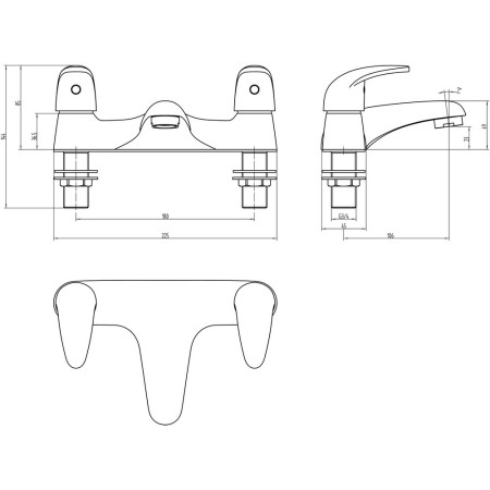 AJAX105703 Ajax Waring Chrome Low Pressure Bath Filler Line Drawing