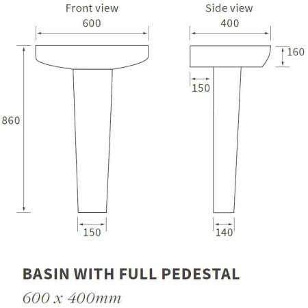 AJAX1809 Ajax Weelsby 600mm 1TH Basin and Full Pedestal (2)