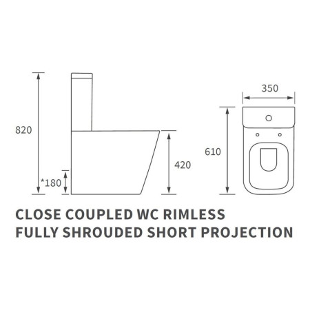 AJAX106147 Ajax Weelsby Rimless Close Coupled Closed Back Short Projection WC and Seat (2)