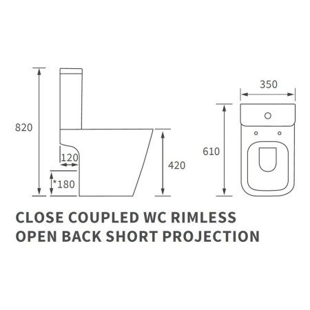 AJAX106146 Ajax Weelsby Rimless Close Coupled Open Back Short Projection WC and Seat (2)
