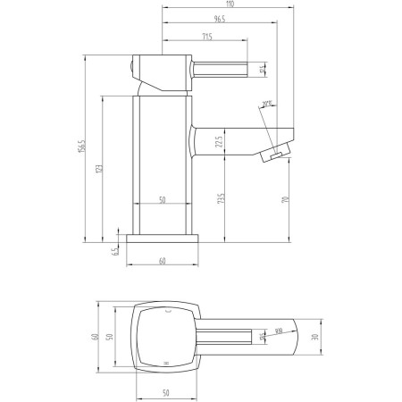AJAX105706 Ajax Weighton Chrome Basin Mixer with Waste (4)