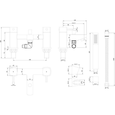 AJAX105711 Ajax Weighton Chrome Bath Shower Mixer (3)