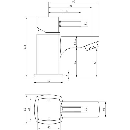 AJAX105707 Ajax Weighton Chrome Cloakroom Basin Mixer with Waste (4)