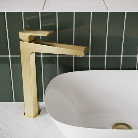 AJAX111528 Ajax Welland Tall Basin Mixer in Brushed Brass Lifestyle