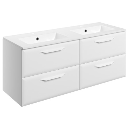 Ajax Westlaby 1200mm Matt White Wall Hung Double Vanity Unit and 2TH Basin