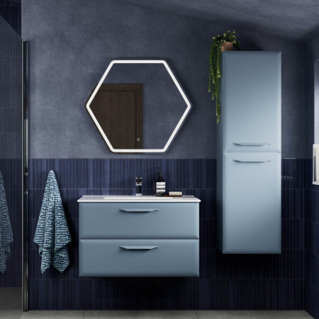 AJAX116139 Ajax Westlaby 400mm Wall Hung Matt Misty Blue Midi Storage Unit Lifestyle
