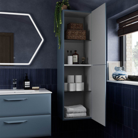 AJAX116139 Ajax Westlaby 400mm Wall Hung Matt Misty Blue Midi Storage Unit Shelving Design