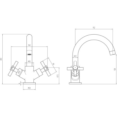 AJAX105762 Ajax Wharfe Chrome Basin Mixer with Waste (5)