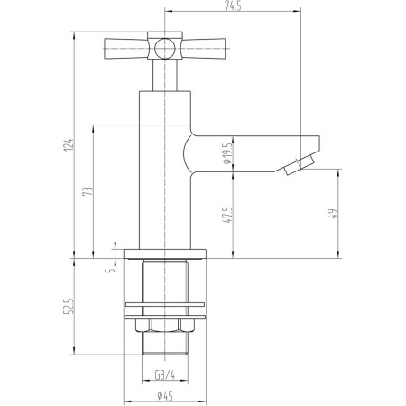 AJAX105765 Ajax Wharfe Chrome Bath Taps Line Drawing