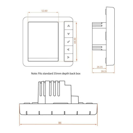 AJAX108845 Ajax White Digital Programmable Thermostat Line Drawing