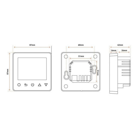AJAX108846 Ajax White Smart Wifi Thermostat Line Drawing