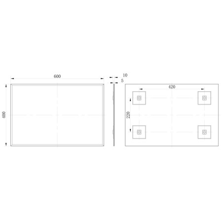 AJAX106285 Ajax Whitgift 600 x 400mm Rectangular Bathroom Mirror Line Drawing