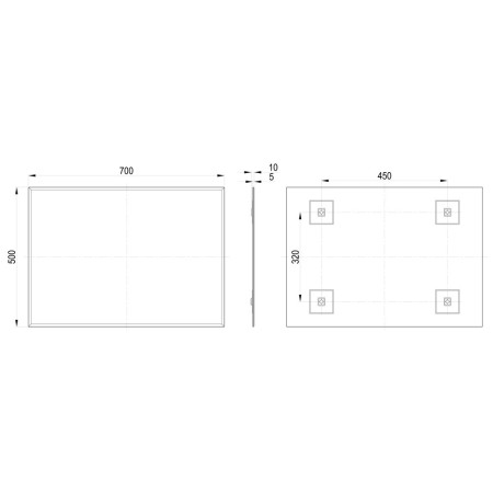 AJAX106286 Ajax Whitgift 700 x 500mm Rectangular Bathroom Mirror Line Drawing