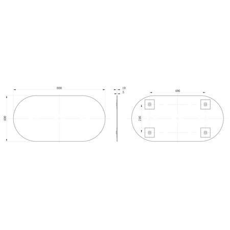 AJAX106291 Ajax Whitgift 800 x 400mm Oblong Bathroom Mirror Line Drawing
