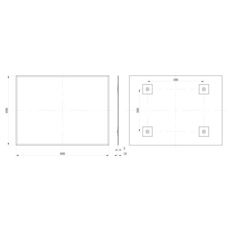 AJAX106287 Ajax Whitgift 800 x 600mm Rectangular Bathroom Mirror Line Drawing