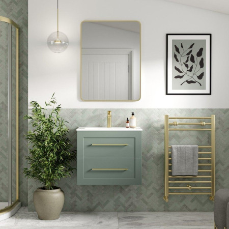 AJAX108518 Ajax Willingham Matt Reed Green 615mm Wall Hung Vanity Unit with Basin Lifestyle