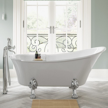 AJAX102818 Ajax Winterton 1620 x 700mm Freestanding Bath Chrome Feet Lifestyle