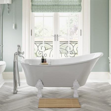 AJAX102818 Ajax Winterton 1620 x 700mm Freestanding Bath White Feet Lifestyle