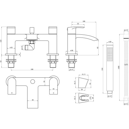AJAX105749 Ajax Witham Chrome Bath Shower Mixer (3)
