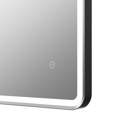 AJAX106270 Ajax Woad 600mm Matt Black Front Lit LED Bathroom Mirror Profile Closeup