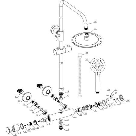 AJAX105832 Ajax Wraby Chrome Thermostatic Mixer Shower with Overhead Kit (2)