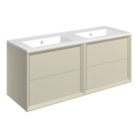Ajax Yarborough Matt Cotton 1210mm Wall Hung 0TH Double Basin Vanity Unit