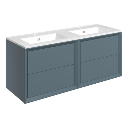 Ajax Yarborough Matt Storm Blue 1210mm Wall Hung 2TH Double Basin Vanity Unit