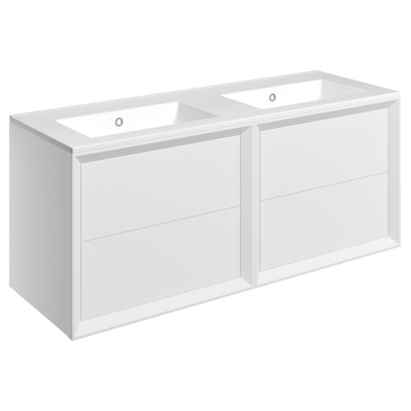 Ajax Yarborough Matt White 1200mm Wall Hung 0TH Double Basin Vanity Unit