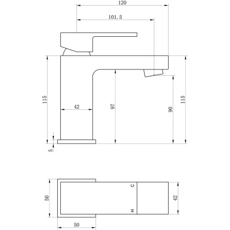 AJAX105735 Ajax Yarmshaw Chrome Basin Mixer with Waste (4)