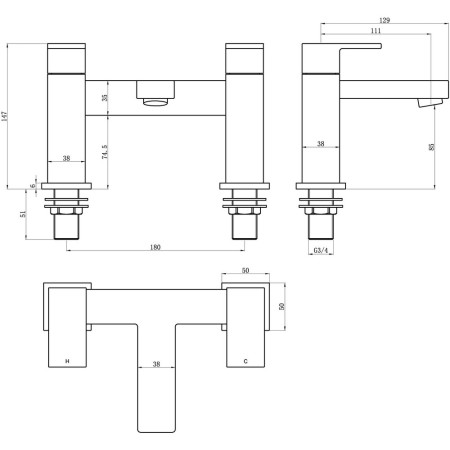 AJAX105738 Ajax Yarmshaw Chrome Bath Filler (3)