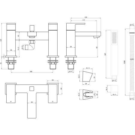 AJAX105739 Ajax Yarmshaw Chrome Bath Shower Mixer (3)